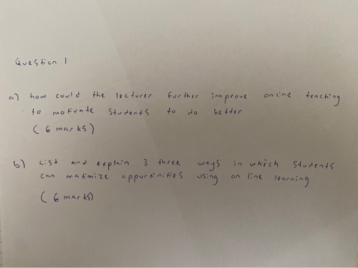 Question I further improve online teaching how