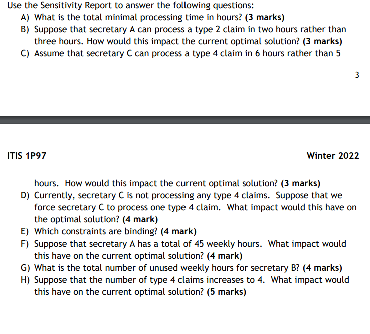 PROBLEM 2: (30 marks) An insurance company has