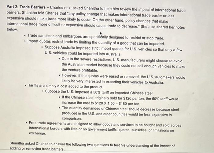 art 2: Trade Barriers - Charles next asked