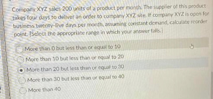 What are the correct answers? Company XYZ sales