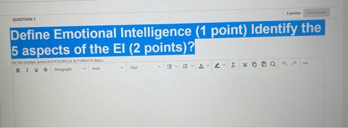 3 points SA QUESTION 1 Define Emotional