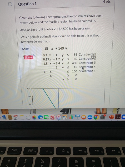 4 pts Question 1 Given the following linear