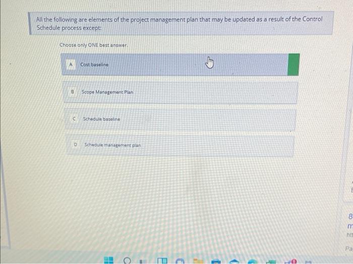 All the following are elements of the project