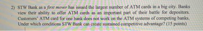 2) STW Bank as a first mover has issued the