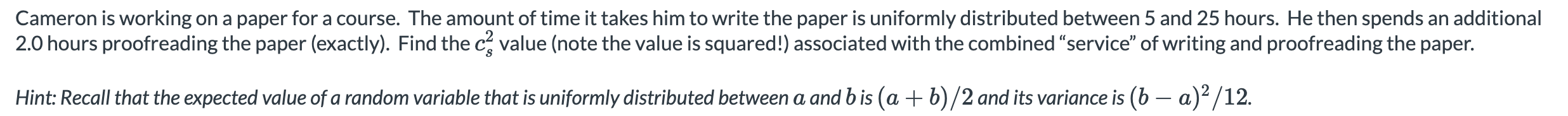 Cameron is working on a paper for a course. The