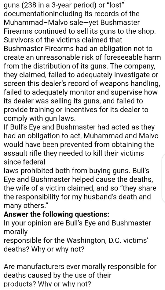 Gun Manufacturers and Responsibility John Allen