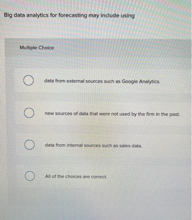 Big data analytics for forecasting may include
