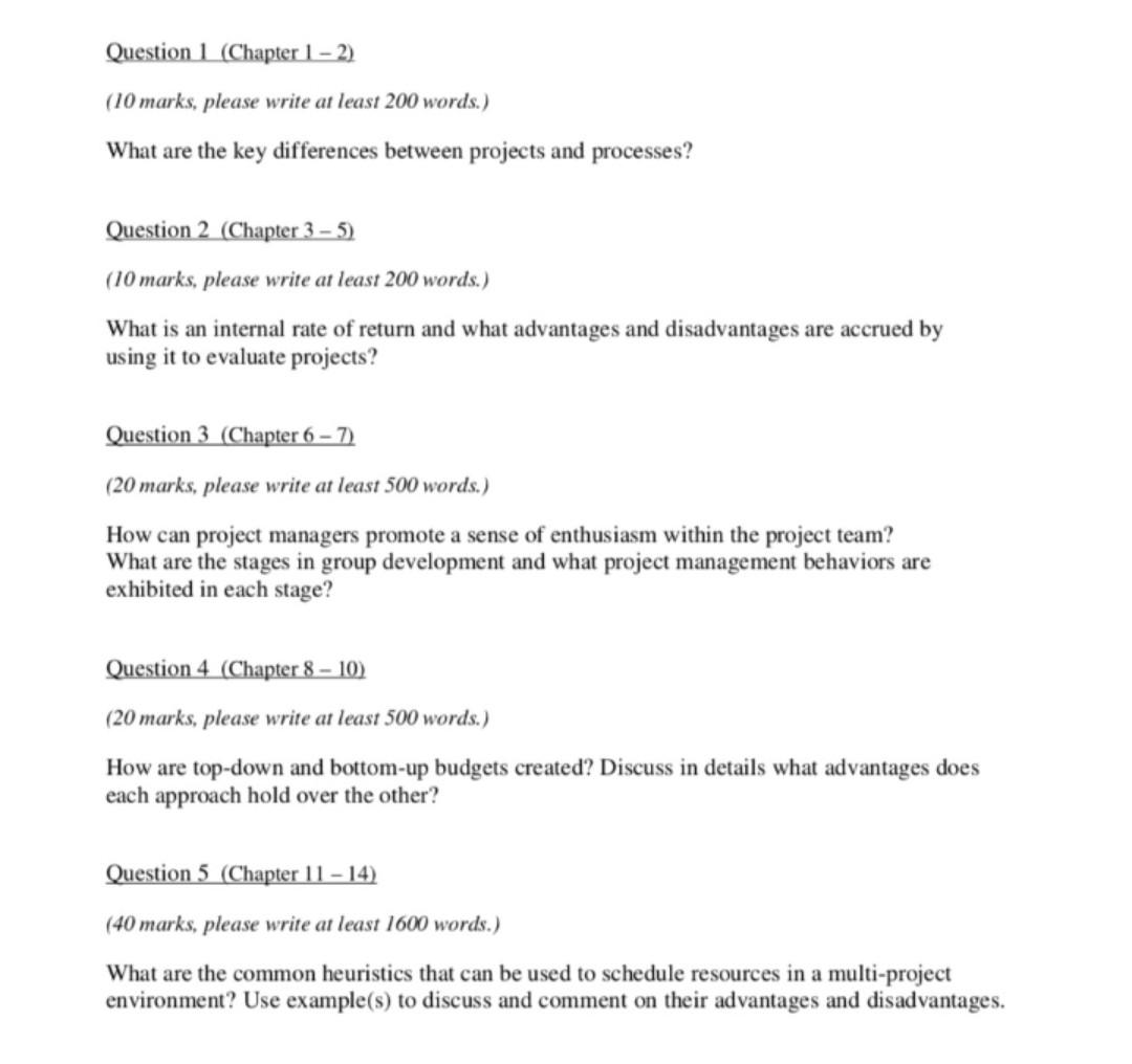 Question 1 (Chapter 1 - 2) (10 marks, please