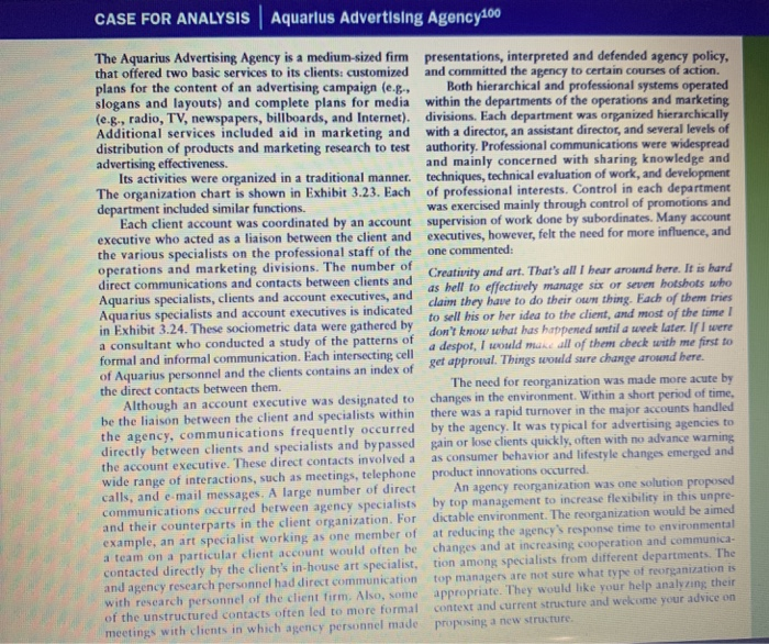 please read and analyze the following case study