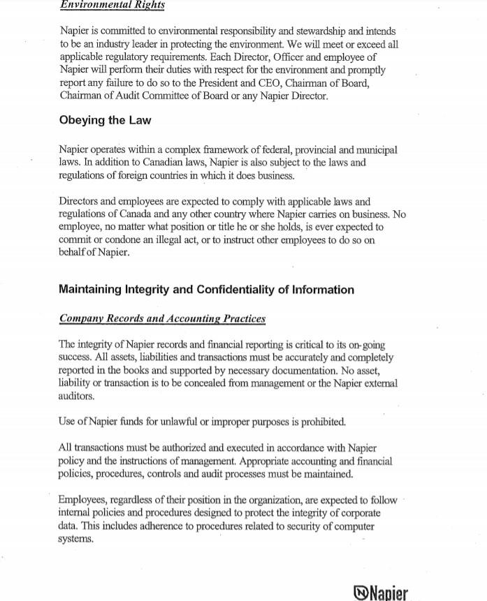 1. Carefully read the sample "Code of Ethics" for