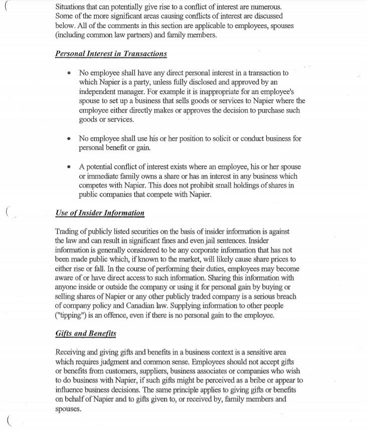 1. Carefully read the sample "Code of Ethics" for