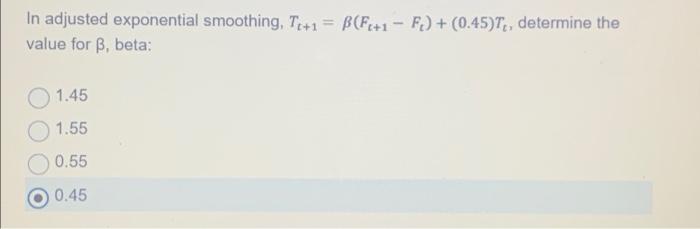 determine the value for B, beta In adjusted