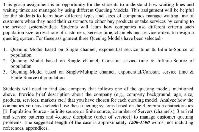 This group assignment is an opportunity for the