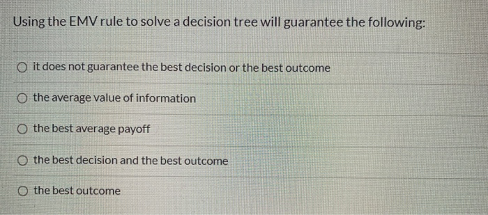 Using the EMV rule to solve a decision tree will