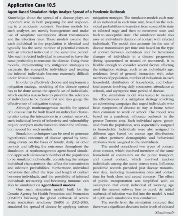 a Application Case 10.5 Agent-Based Simulation