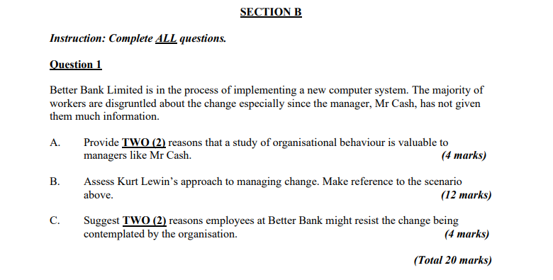 Instruction: Complete ALL questions. Ouestion 1