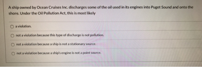 A ship owned by Ocean Cruises Inc. discharges