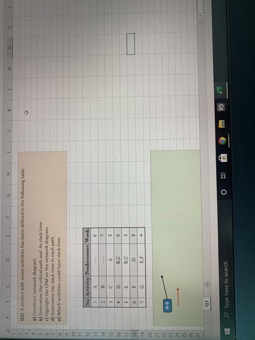 A B D E F G H M N P 01) A project with seven