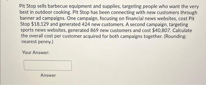 Pit Stop sells barbecue equipment and supplies,