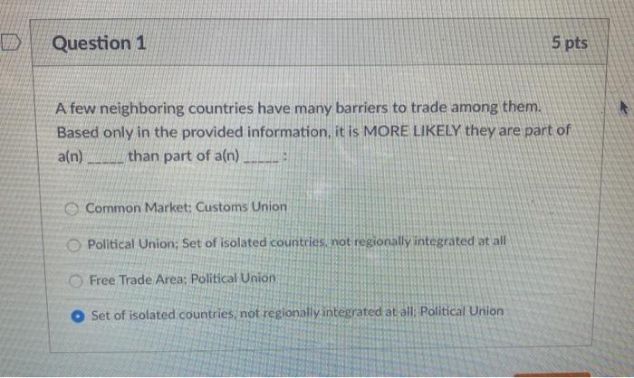 global business VD Question 1 5 pts A few