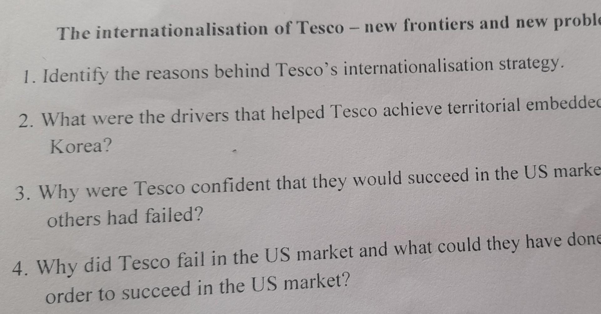 - The internationalisation of Tesco - new