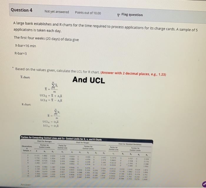Question 4 Not yet answered Points out of 10.00 p