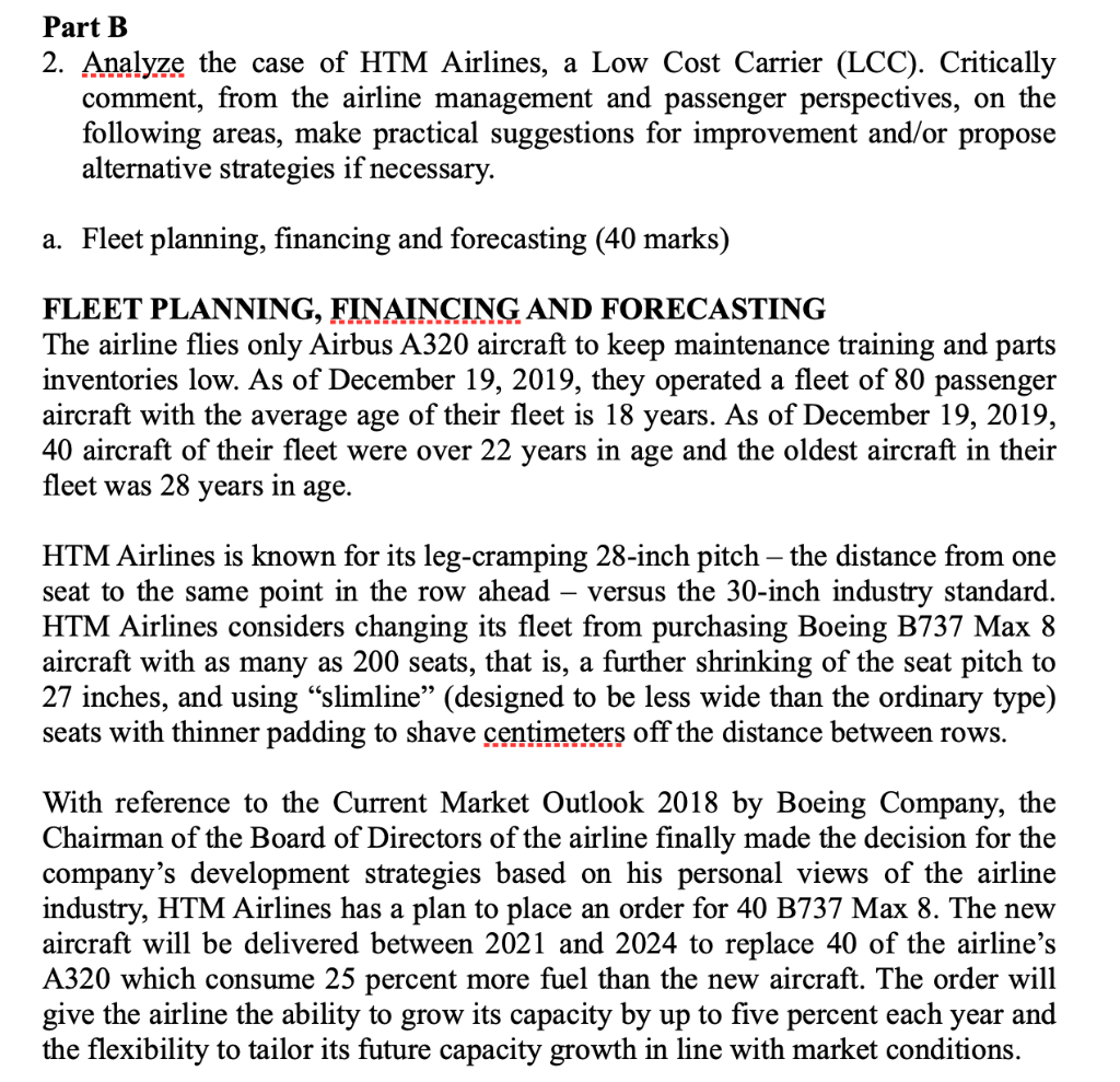 Part B 2. Analyze the case of HTM Airlines, a Low