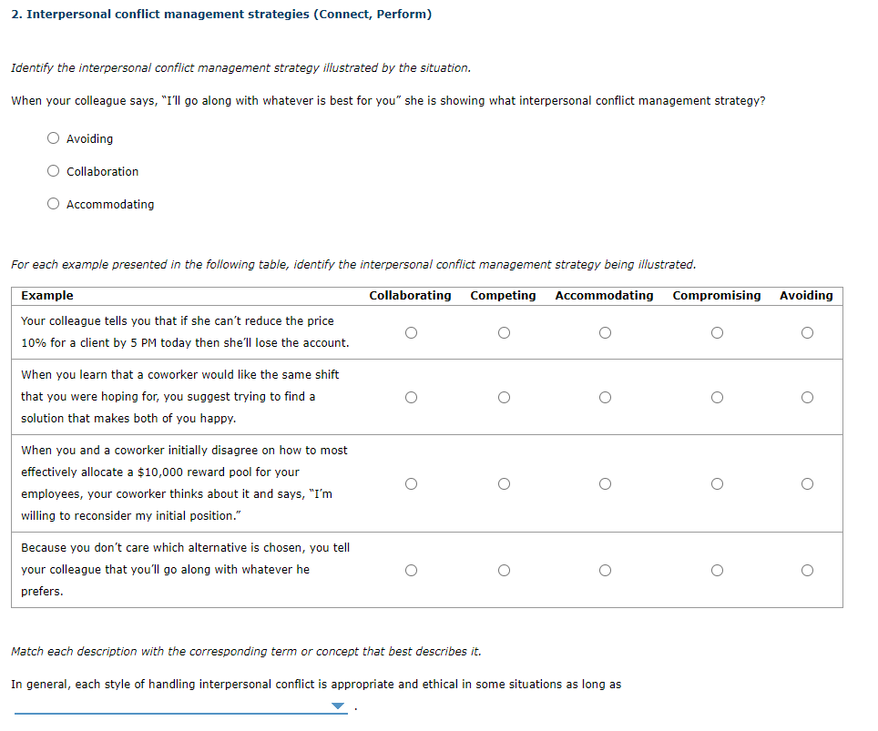 2. Interpersonal conflict management strategies