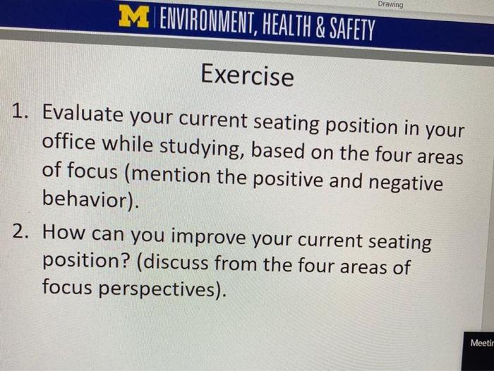 Drawing M ENVIRONMENT, HEALTH & SAFETY Exercise
