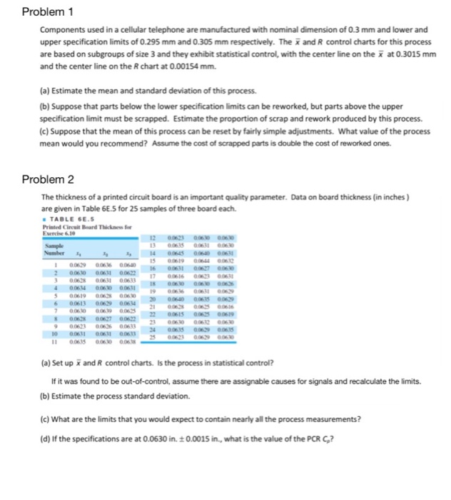 please Help ... Problem 1 Components used in a