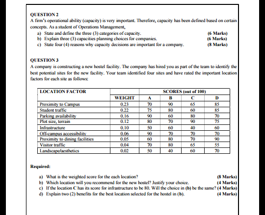 QUESTION 2 A firm's operational ability