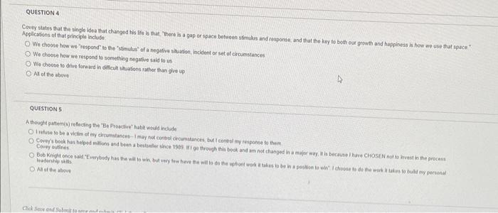 Covey statns that the ainglo idea that thanged