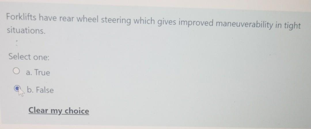 Forklifts have rear wheel steering which gives
