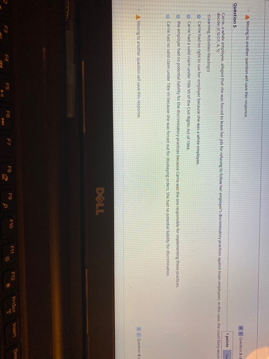 Moving to another question will save this