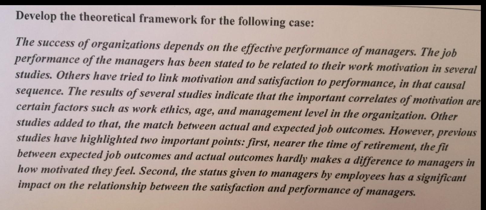 Develop the theoretical framework for the