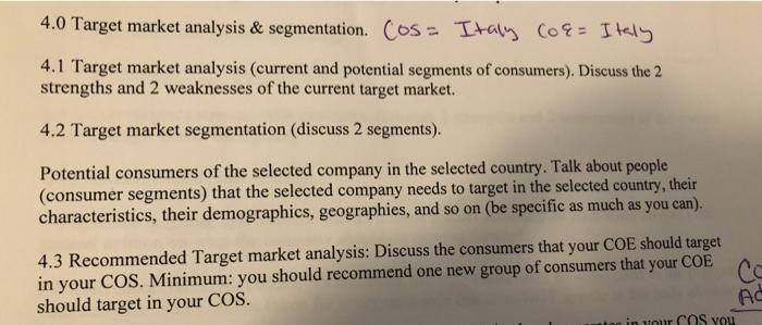 please reference 4.0 Target market analysis &
