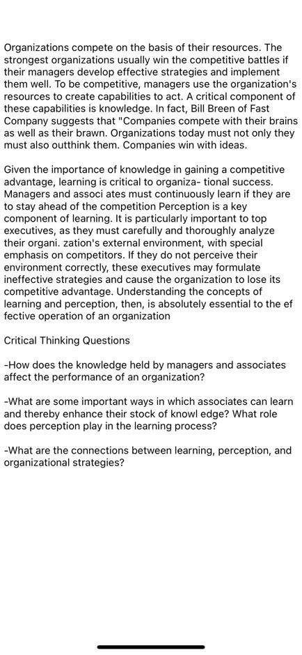 Organizations compete on the basis of their