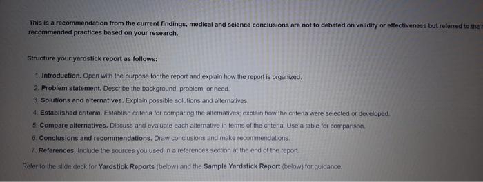 Option 2: Write a yardstick report to your