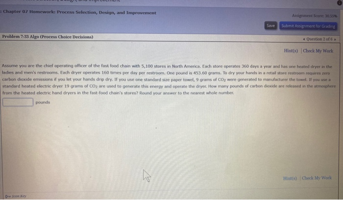 : Chapter 07 Homework: Process Selection, Design,