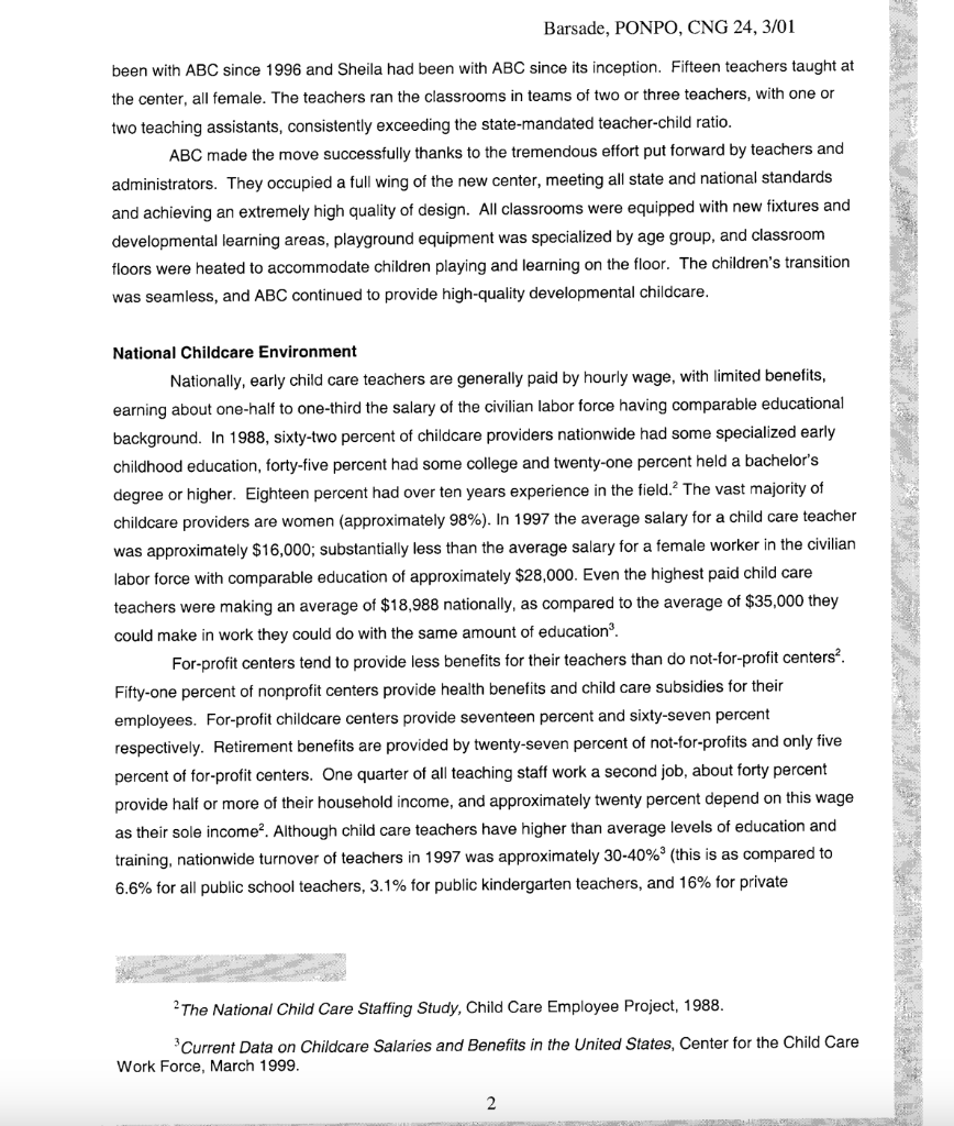 Mini Case Study #5 Read the ABC Child Care Case