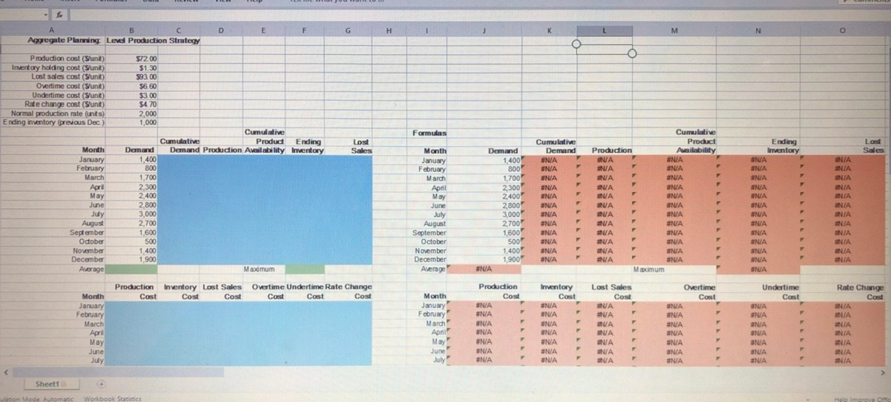 Video Excel Online Activity: Aggregate Planning -