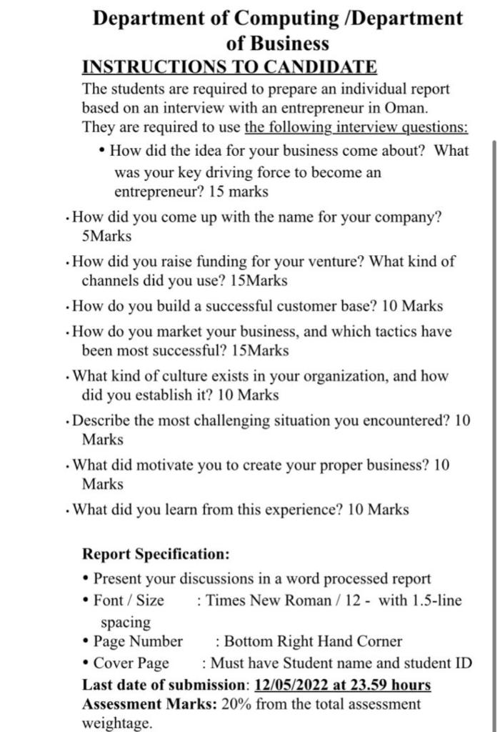 Department of Computing /Department of Business