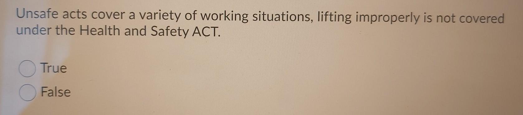 13 Unsafe acts cover a variety of working