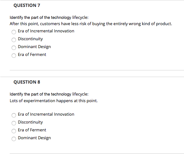QUESTION 7 Identify the part of the technology