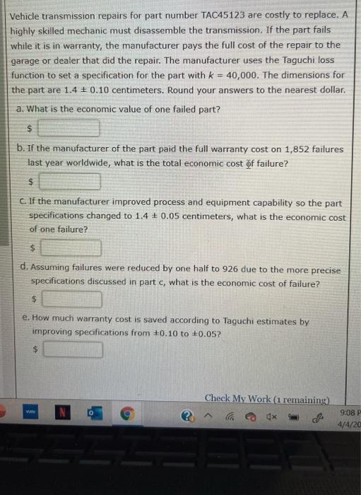 Vehicle transmission repairs for part number