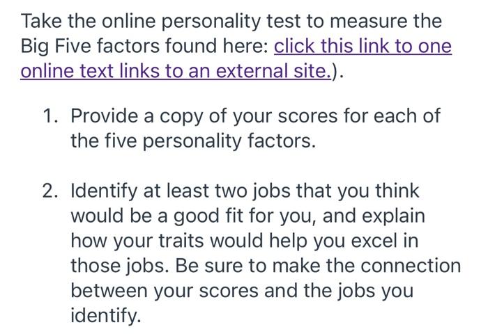 Take the online personality test to measure the