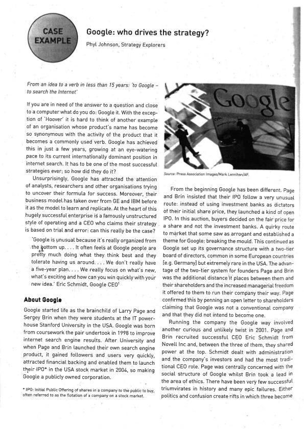 question 1 2 3 Q5 How does Googles strategy fit