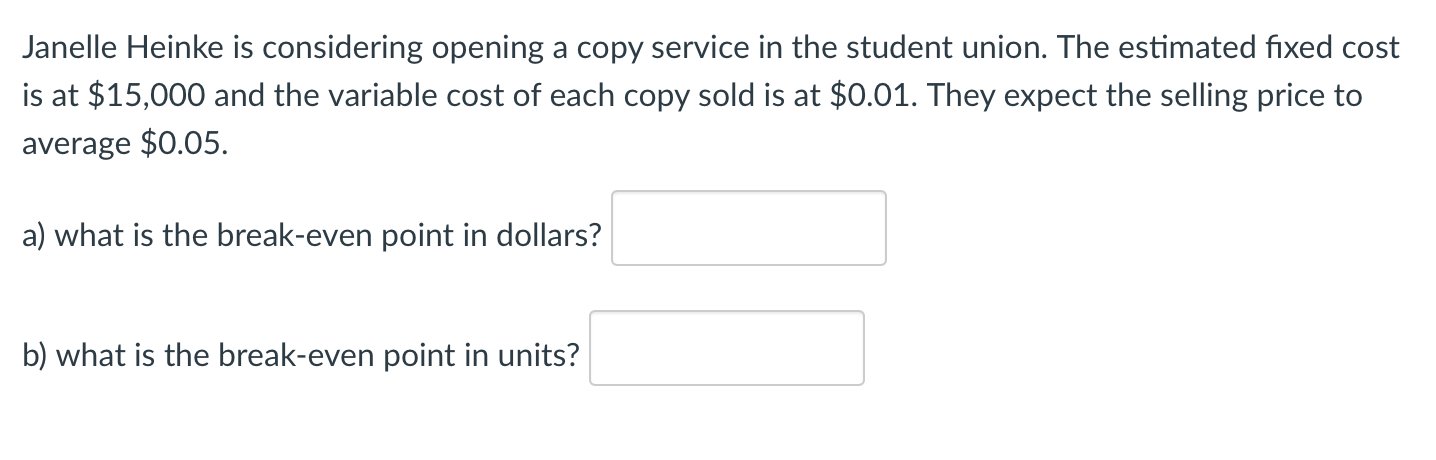 Janelle Heinke is considering opening a copy