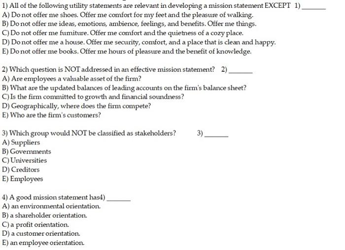 1) All of the following utility statements are