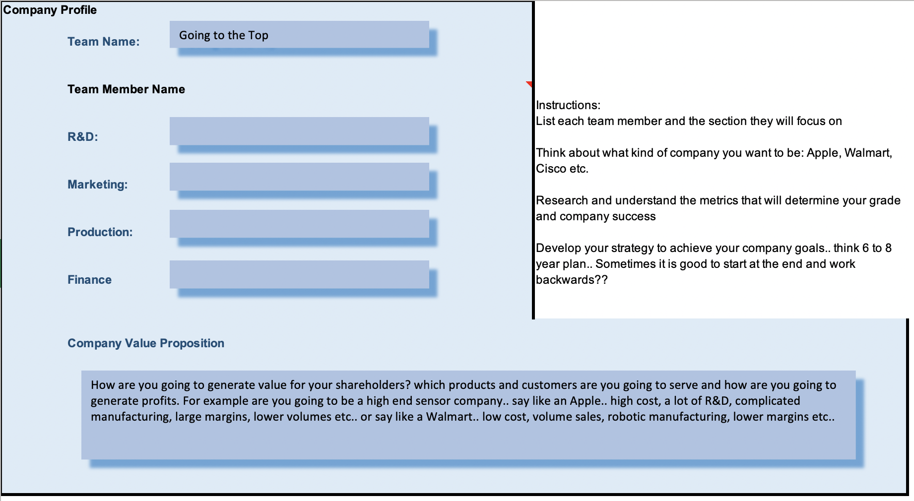 Company Profile Going to the Top Team Name: Team